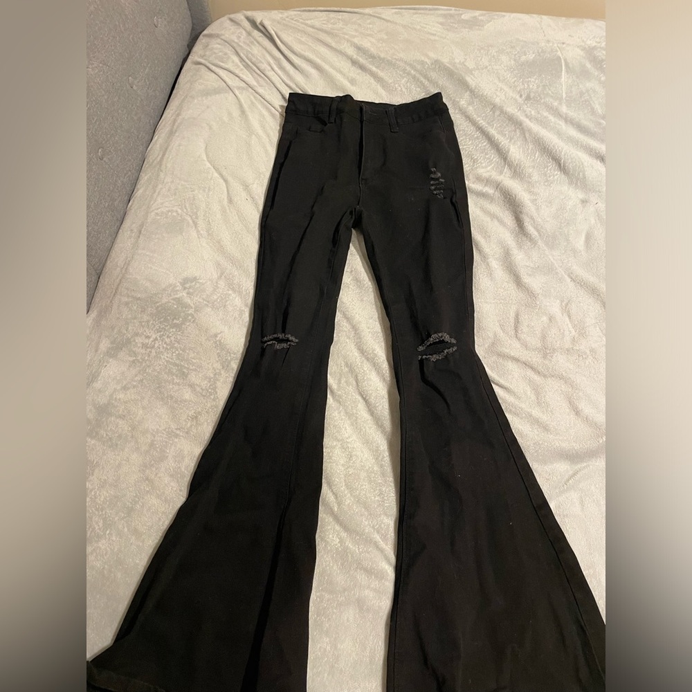 bell bottom black jeans